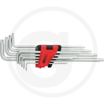 Ks tools tx-stern-winkelstiftschlüssel-satz, extra lang, 9- torx® für schwer zugängliche schrauben