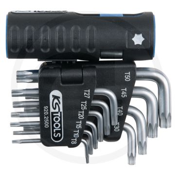 Ks tools classic 3 in 1 tx-winkelstiftschlüssel-satz, kurz, 9-delig, t10-t50 - durchgehend gehärtet, 2-componentengreep