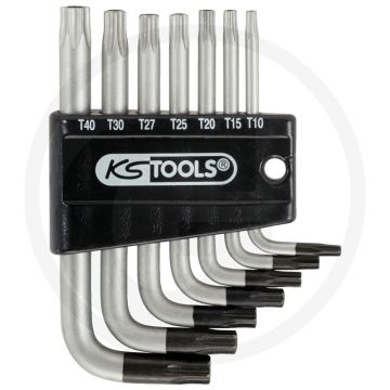 Ks tools classic tx-winkelstiftschlüssel-satz met bohrung, kurz, 7-delig - door en door gehard