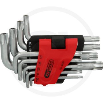 Ks tools tx-stern-winkelstiftschlüssel-satz mit bohrung, ku - kurze ausführung, bohrung, gehärtet