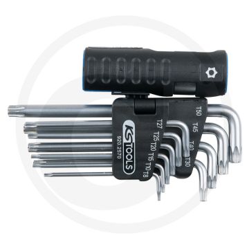 Ks tools classic 3 in 1 tx-winkelstiftschlüssel-satz met bohrung, lang, 9-delig - door en door gehard