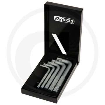 Ks tools classic vielzahn (xzn®)-winkelstiftschlüssel-satz, kurz, 5-delig, m5-m12, durchgehend gehärtet, matt verchromt