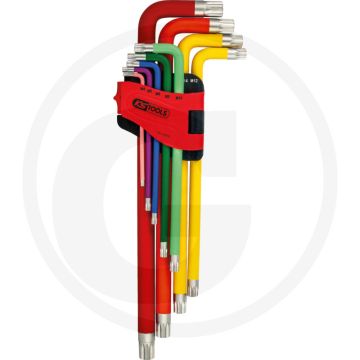 Ks tools vielzahn (xzn®)-winkelstiftschlüssel-satz, xl, 9-t, extra lang ausführung