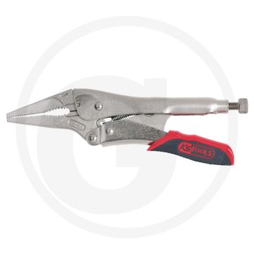 Ks tools griptang met lange bek met easy-release, 45 mm, l: 225 mm - gezahnte greepbekken, vergrendelbaar