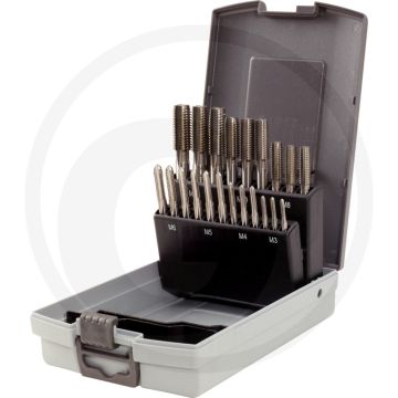 Ks tools hss co handtappenset m3-m12 in kunststofcassette, 21-delig, kobaltlegering, din 352, rechtssnijdend