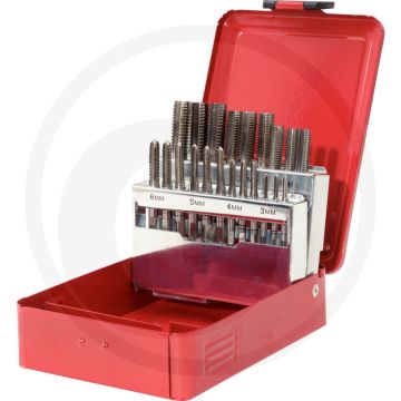 Ks tools hss handgewindebohrer-set m m im stahlblechkoffer, 21-teilig, m3-m12 - für unlegierte und niedrigierte stähle - din 352 konform