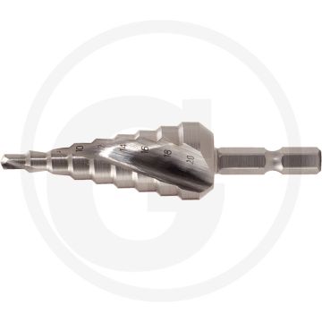 Ks tools 1/4" hss stappenboor-bit, Ø 4-12 mm, 118° spitshoek, 9 stappen