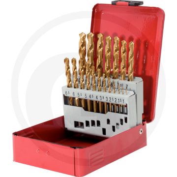 Ks tools hss tin spiraalboren in staalcassette, 19-delig, 1-10 mm - hoogwaardig staal, tin-coating