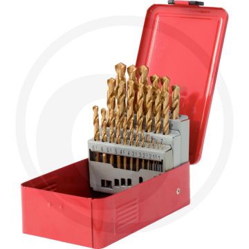 Ks tools hss tin spiraalboren in staalcassette, 25-delig, 1-13 mm - hoogwaardig staal, tin-coating