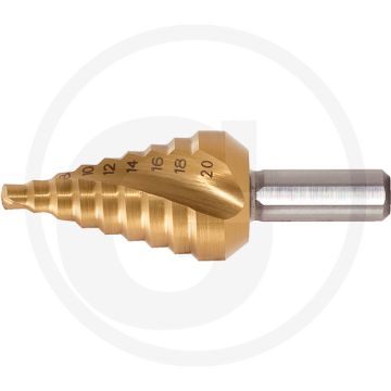 Ks tools hss-tin stappenboor extra kort, Ø 4-20 mm, tin-beschichtete oberfläche