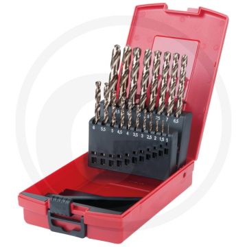 Ks tools hss-g co 5 spiralbohrer-set 19-teilig 1-10mm - für metall, holz und kunststoff