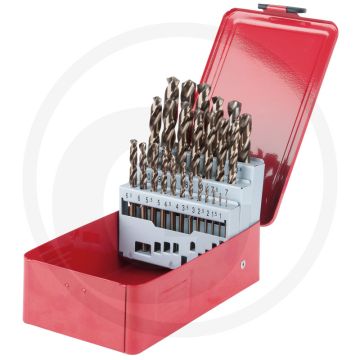Ks tools hss-g co 5 spiraalboor-set in kunststofcassette, 25-delig, 1-13 mm - hoogwaardig staal met kobaltlegering