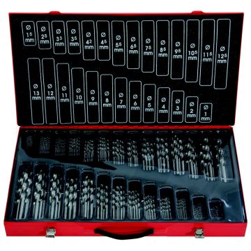 Ks tools hss-g spiraalboor-set, 230-delig, 1-13 mm, rechtssnijdend, 118° spitshoek, in staalplaatkoffer