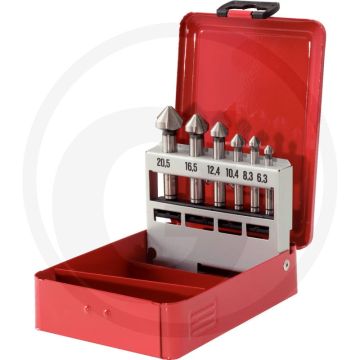 Ks tools hss co 5 verzinkboor-set 90°, 6-dlg, 6,3-20,5 mm, kobaltlegering, rechtssnijdend, cilindrische schacht