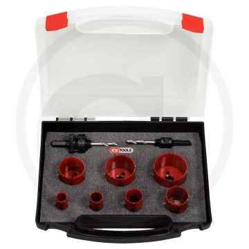 Ks tools sanitiar-gatzagen-set in kunststofcassette, 9-delig - hss bi-metaal, geschikt voor sanitair