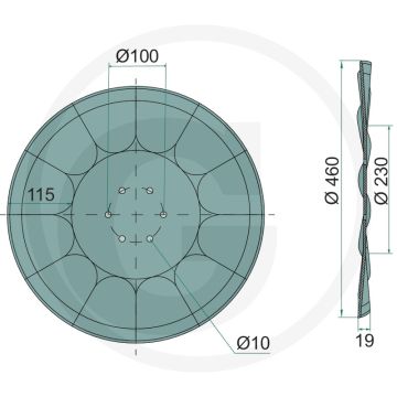 Markeurschijf gegolfd, Ø: 460 x 4 mm - 12 tanden