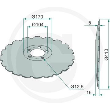 Schijf getand, cx-mulch, Ø: 410 x 5 mm - 20 tanden