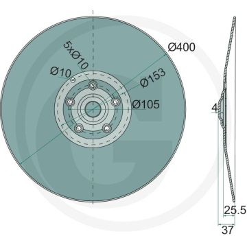 Schijfkouter glad, voor rotec-scharen, Ø 400 x 4 mm - buiten-Ø: 400mm