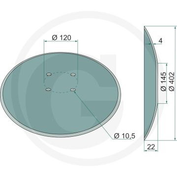 Schijfkouter glad, Ø: 402 x 4 mm - buiten-Ø: 402mm