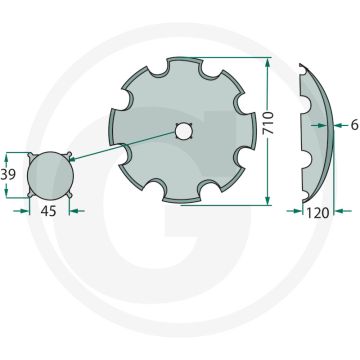 Eggeschijf getand, Ø: 710 x 6 mm - 10 tanden