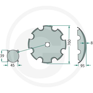 Eggeschijf getand, Ø: 760 x 8 mm - 10 tanden
