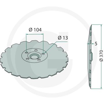 Schijfkouter getand, Ø: 370 x 5 mm - 20 tanden