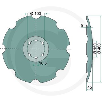 Eggeschijf getand, Ø: 460 x 5 mm - 8 tanden