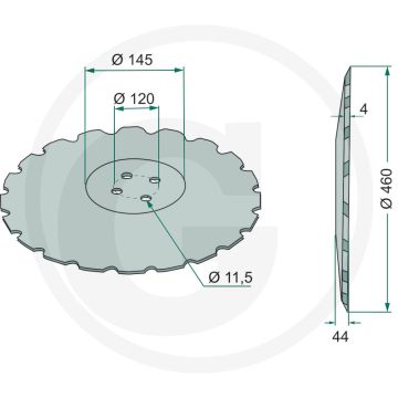 Eggeschijf fijn getand - buiten-Ø: 460mm, dikte: 4mm, aantal tanden: 20