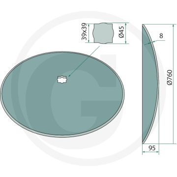 Eggeschijf glad, Ø: 760 x 8 mm - buiten-Ø: 760mm