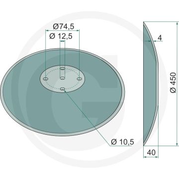 Disque lisse, Ø : 450 x 4 mm - Ø extérieur : 450 mm