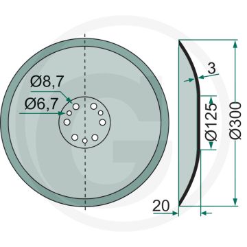 Schijfkouter glad, Ø 300 x 3 mm, cx-schaar - buiten-Ø: 300mm