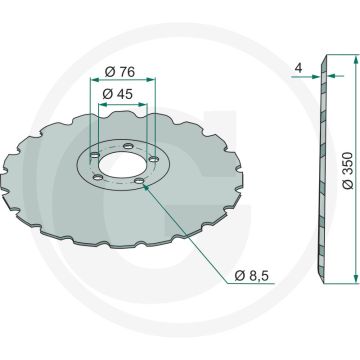 Zaaischijf getand, Ø: 350 x 4 mm - 11 tanden