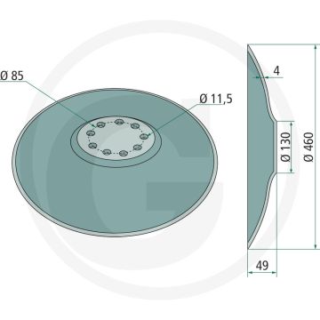 Eggeschijf glad Ø: 460 mm dikte: 4 mm - buiten-Ø: 460mm