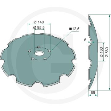 Eggeschijf getand, Ø: 560 x 6 mm - 10 tanden