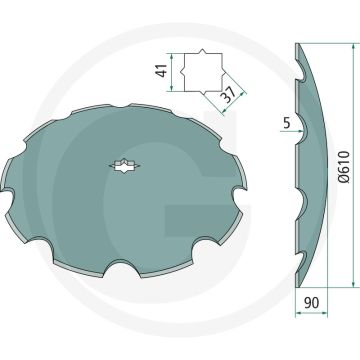 Eggeschijf getand, Ø: 610 x 5 mm - 10 tanden