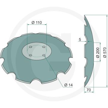 Eggeschijf getand, Ø: 570 x 5 mm - 10 tanden