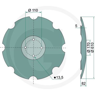 Eggeschijf getand, Ø: 610 x 5 mm - 10 tanden