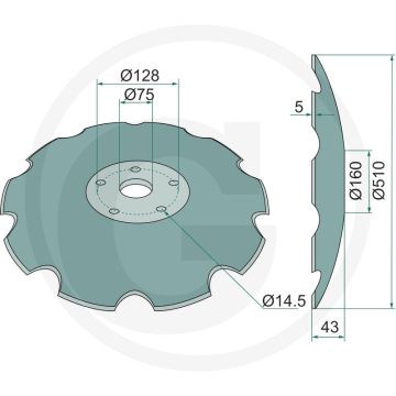 Eggeschijf getand, Ø: 510 x 5 mm - 10 tanden