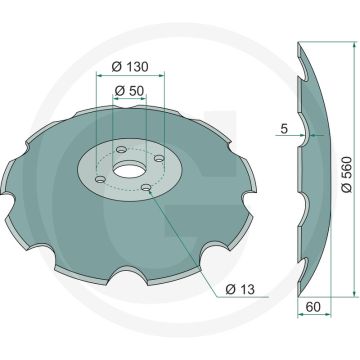 Eggeschijf getand, Ø: 560 x 5 mm - 10 tanden
