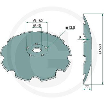 Eggeschijf getand, Ø: 560 x 6 mm - 10 tanden