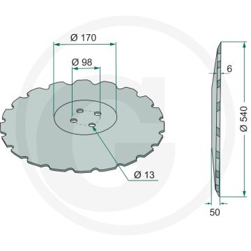 Eggeschijf getand, Ø: 540 x 6 mm - 20 tanden