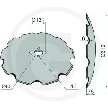 Eggeschijf getand, Ø: 610 x 6 mm - 10 tanden