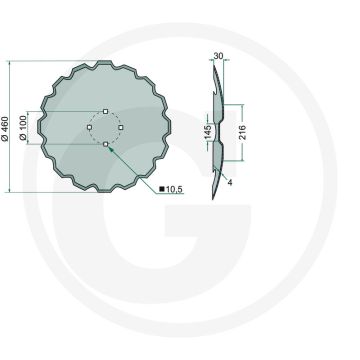 Eggeschijf getand, Ø: 460 x 4 mm - 22 tanden