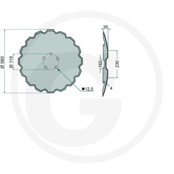 Eggeschijf getand, Ø: 560 x 4 mm - 26 tanden