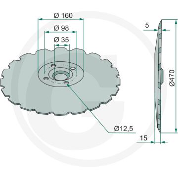 Eggeschijf getand, Ø: 470 x 5 mm - 20 tanden