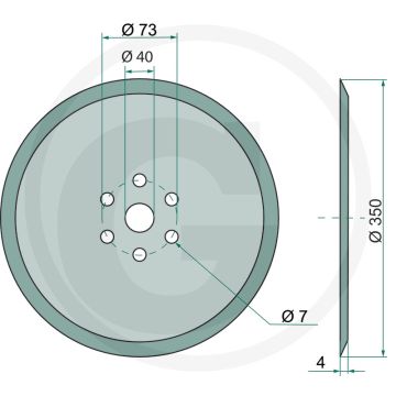 Schijfkouter glad, Ø: 350 x 4 mm - buiten-Ø: 350mm