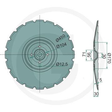 Zaaischijf getand, Ø: 450 x 5 mm - 20 tanden