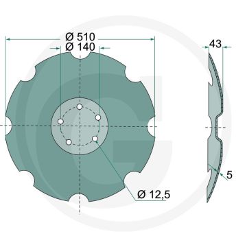 Eggeschijf getand, Ø: 510 x 5 mm - 10 tanden