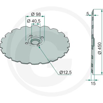 Eggeschijf getand, Ø: 450 x 5 mm - 20 tanden