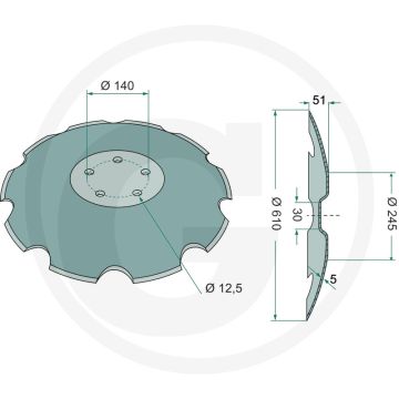 Eggeschijf getand, Ø: 610 x 5 mm - 10 tanden
